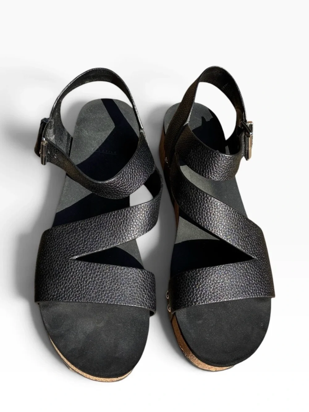 Volatile Biloxi Strappy Wedge Black Sandals Sz 11